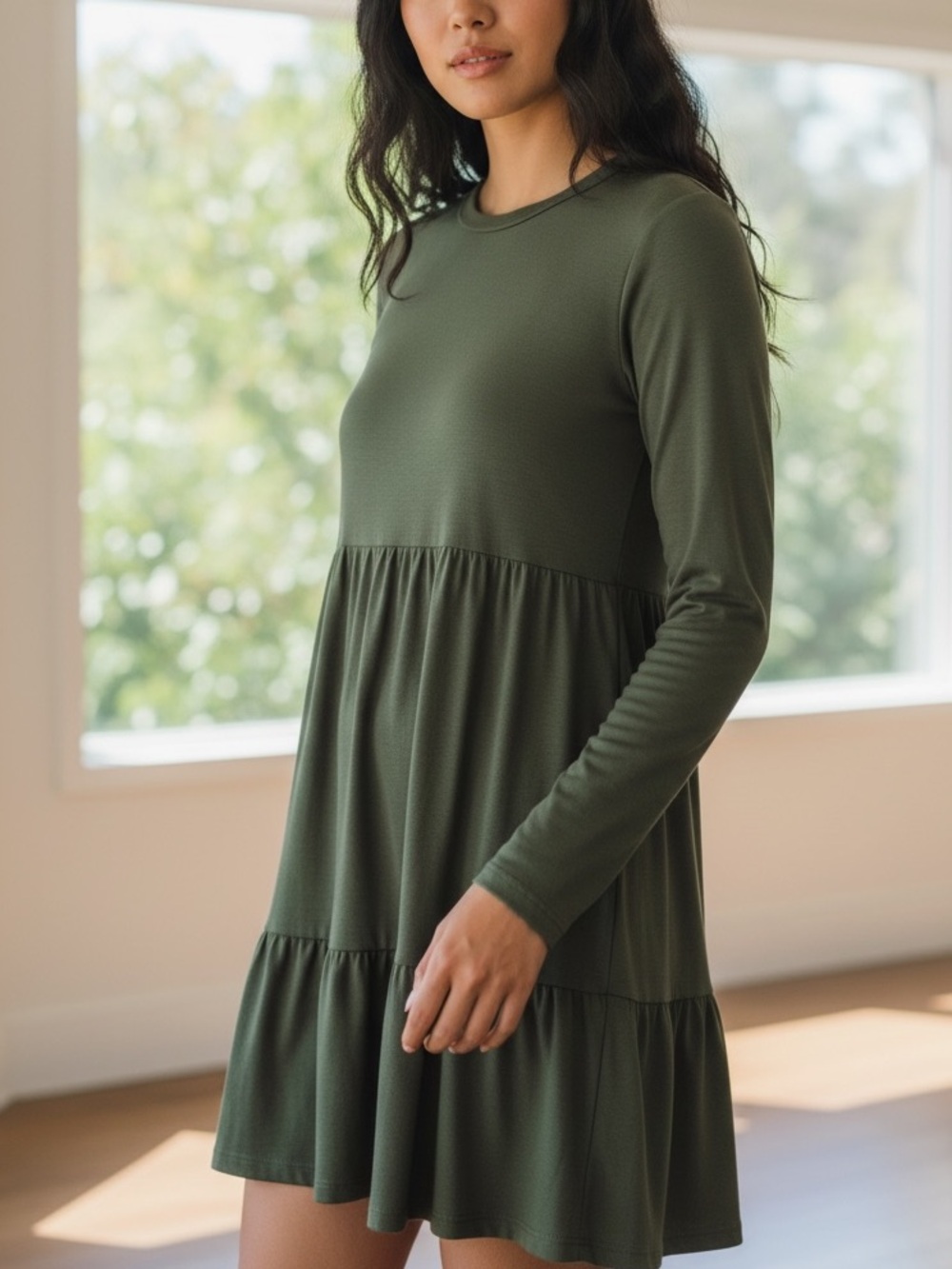 As U Wish Babydoll Dress Olive Green Size Large